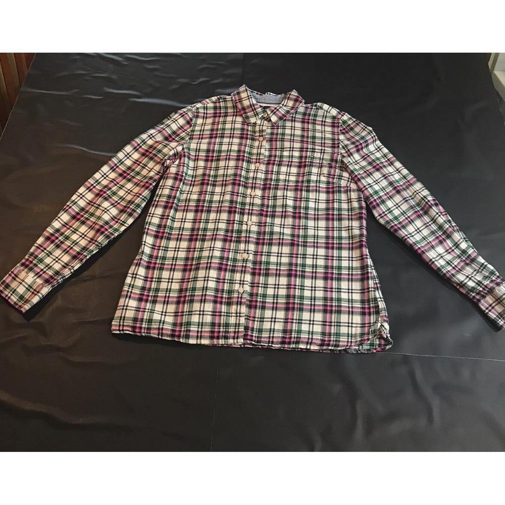 Tommy Hilfiger Plaid Checkered Multi Color Women's Long Sleeve Button Up Shirt L